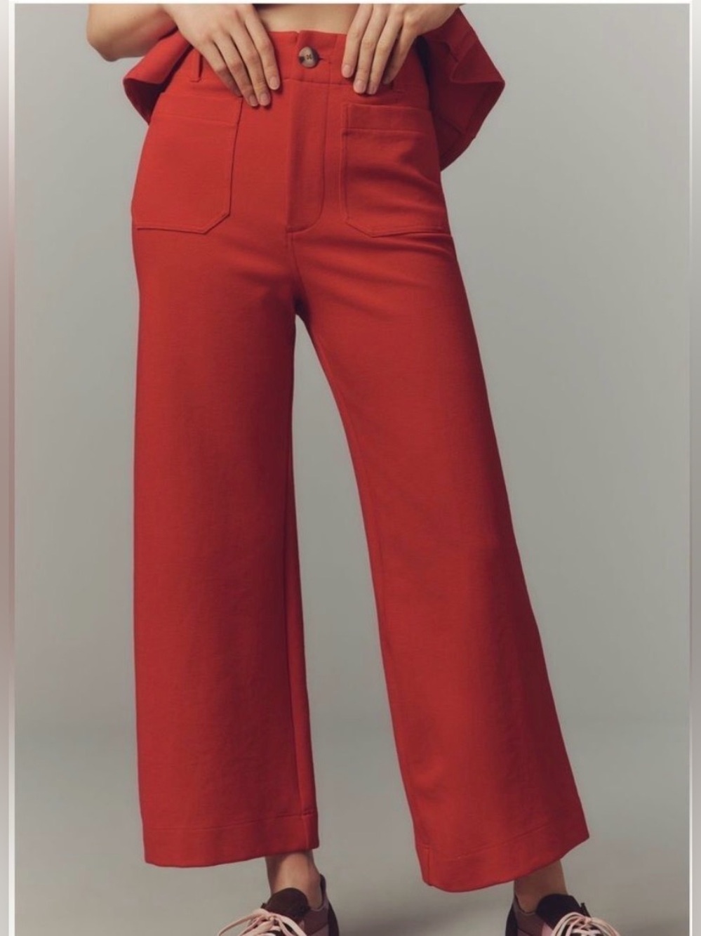 Anthropologie Maeve The Colette Knit High-Rise Wide-Leg Cropped Pants